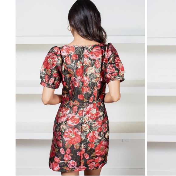 ADELYN RAE CLARIS PUFF SLEEVE JACQUARD MINI DRESS - Picture 4 of 12